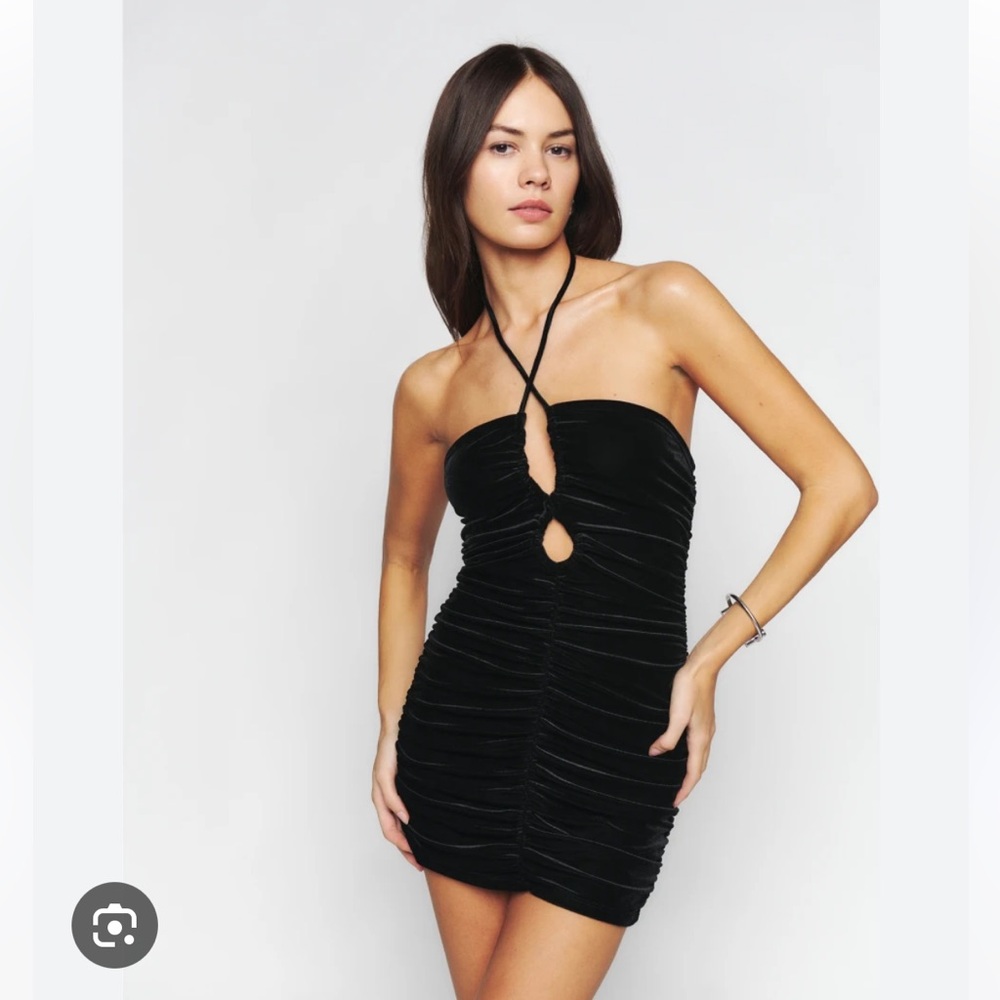 Reformation Dixon Knit Dress - Black Velvet Size XS